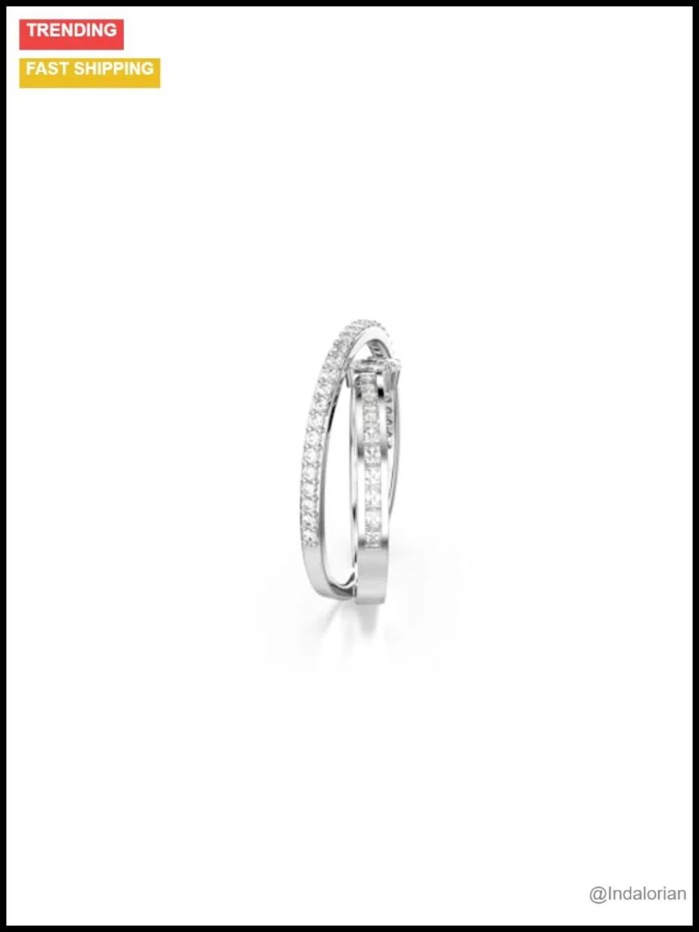Swarovski Hyperbola Statement Ring Rhodium Plated Crystal Size 8